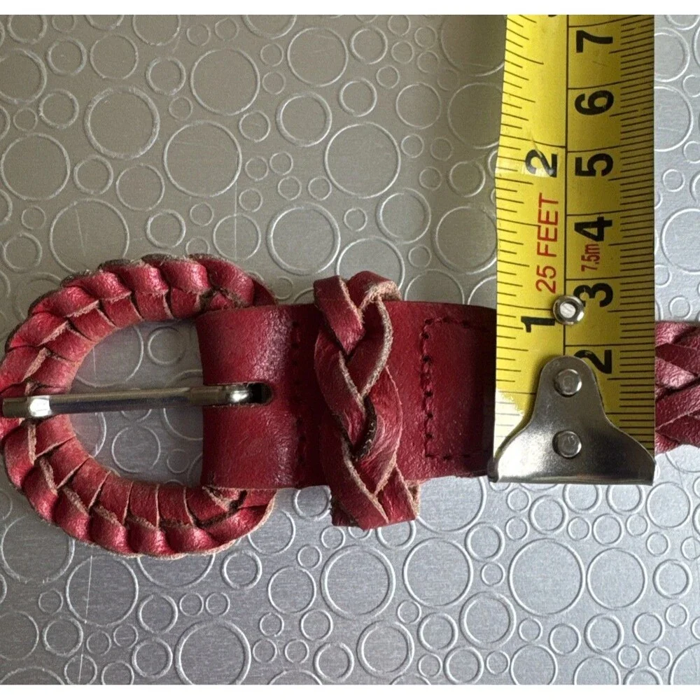 Artisan Argentina M/L Artsy Red Braided Leather Belt Adjustable Cottagecore Vtg